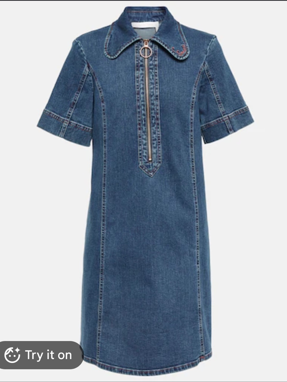 See By Chloe Blue Denim Short-Sleeve Mini Dress